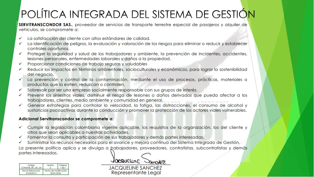 Política Integrada del Sistema de Gestión